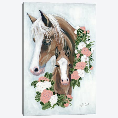 Floral Ponies Canvas Print #SBK16} by Sara Baker Art Print