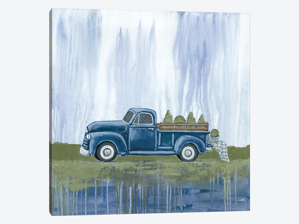 Blue Garden Truck by Sara Baker 1-piece Canvas Art