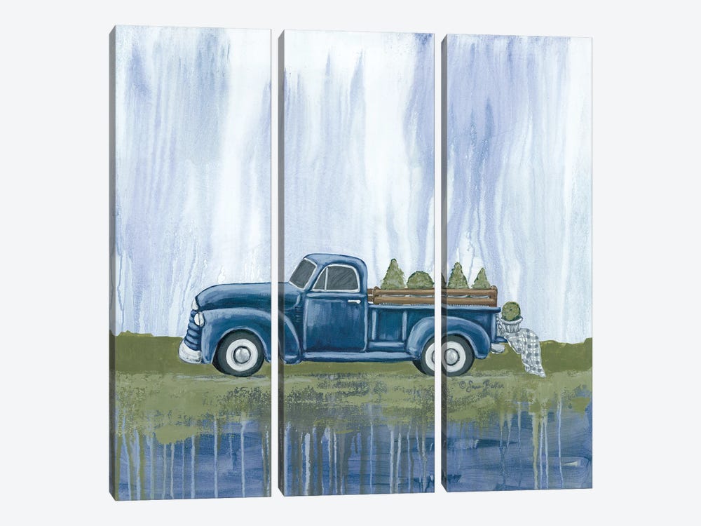 Blue Garden Truck by Sara Baker 3-piece Canvas Artwork
