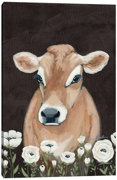 Cow With Flowers     Canvas Art Print