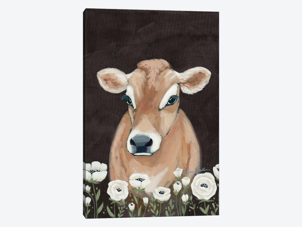 Cow With Flowers     by Sara Baker 1-piece Canvas Art Print