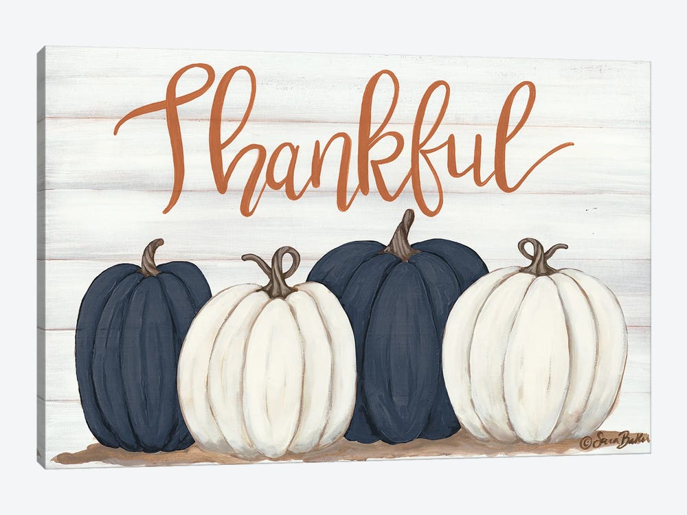 Thankful Pumpkins     by Sara Baker 1-piece Canvas Artwork