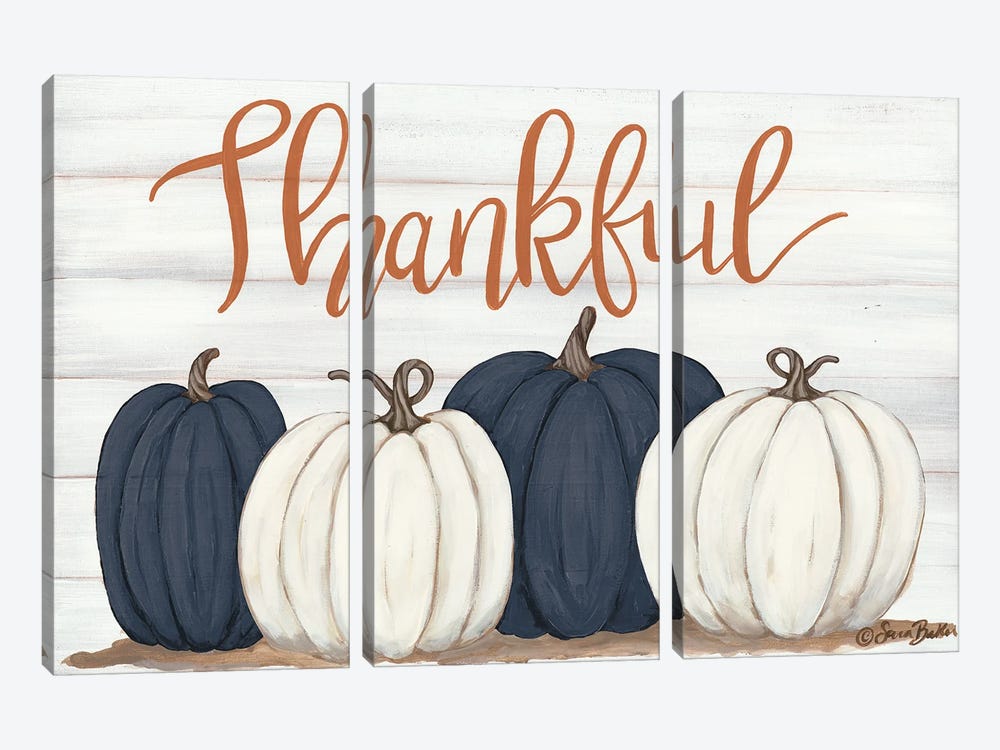 Thankful Pumpkins     by Sara Baker 3-piece Canvas Wall Art