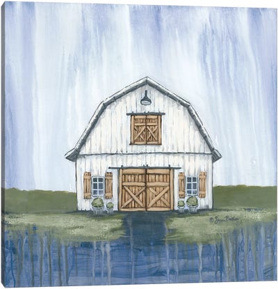 White Garden Barn Canvas Art Print - Farm Art