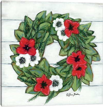 Magnolia Winter Wreath Canvas Art Print
