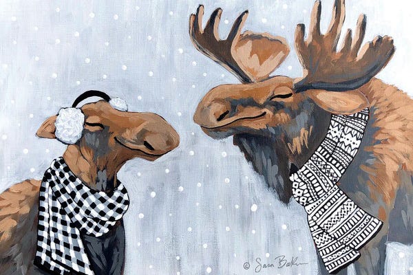 Christmas Animals: Winter Moose Kisses by Sara Baker