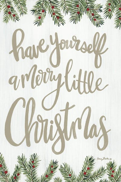 Merry Little Christmas by Sara Baker metal wall art
