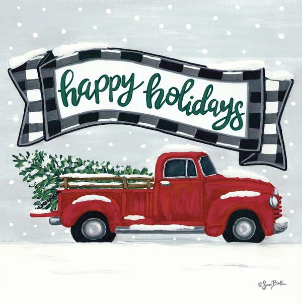 Trucks: Happy Holidays Red Truck by Sara Baker