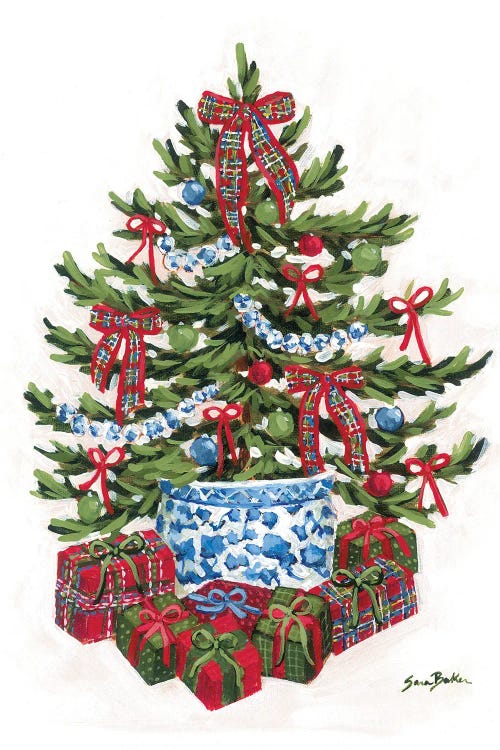 Christmas Tree In Chinoiserie by Sara Baker wall art