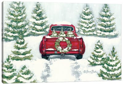 Tree Farm Tradition II Canvas Art Print - Christmas Trees & Wreath Art