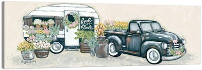 Vintage Flower Truck and Trailer Canvas Art Print