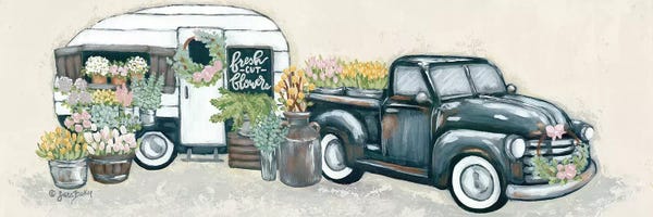 Trucks: Vintage Flower Truck and Trailer by Sara Baker