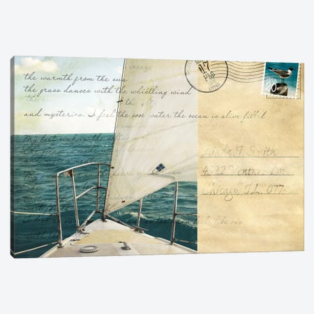 Voyage Postcard I Canvas Print #SBT48} by Susan Bryant Canvas Art