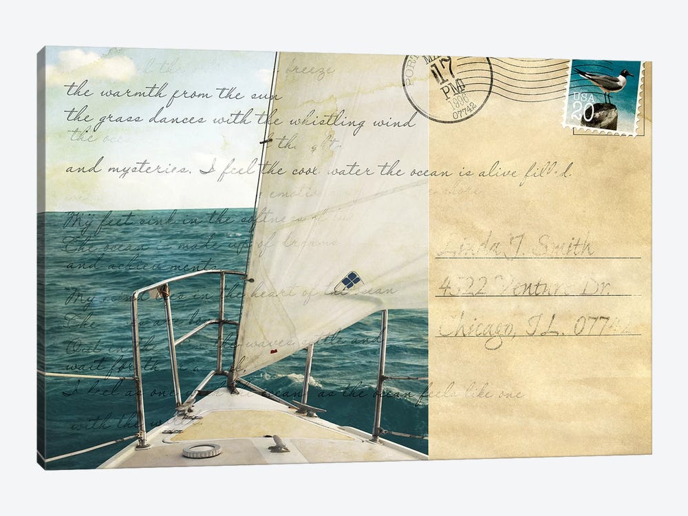 Voyage Postcard I by Susan Bryant 1-piece Canvas Wall Art
