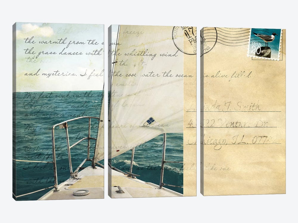 Voyage Postcard I by Susan Bryant 3-piece Canvas Art
