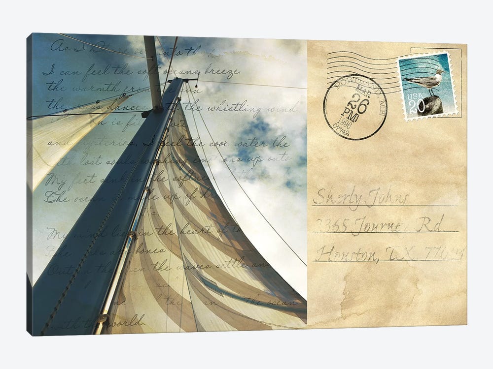 Voyage Postcard II by Susan Bryant 1-piece Canvas Print