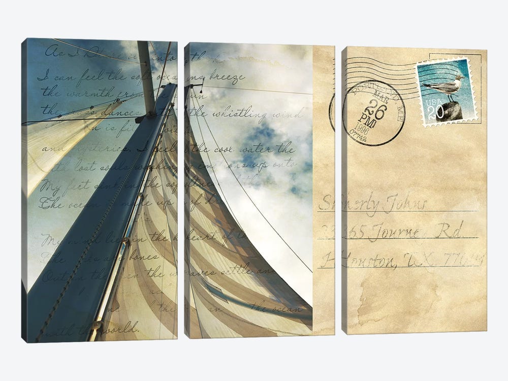 Voyage Postcard II by Susan Bryant 3-piece Canvas Print