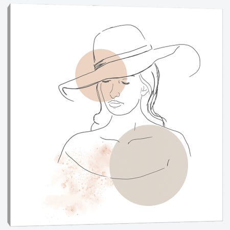 Woman With Hat Canvas Print #SBU17} by Sabrina Balbuena Canvas Art Print