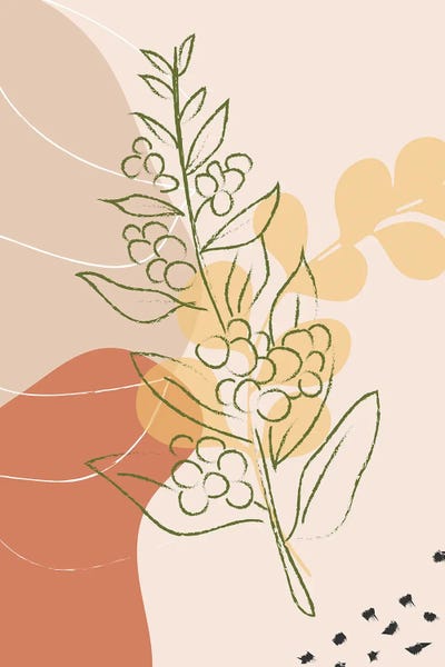 Coffee Branch Abstract Shapes by Sabrina Balbuena canvas print