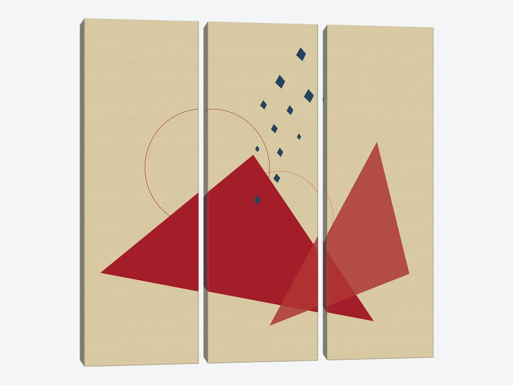 Geometric Shapes Meteor Shower In The Mountains by Sabrina Balbuena 3-piece Canvas Print