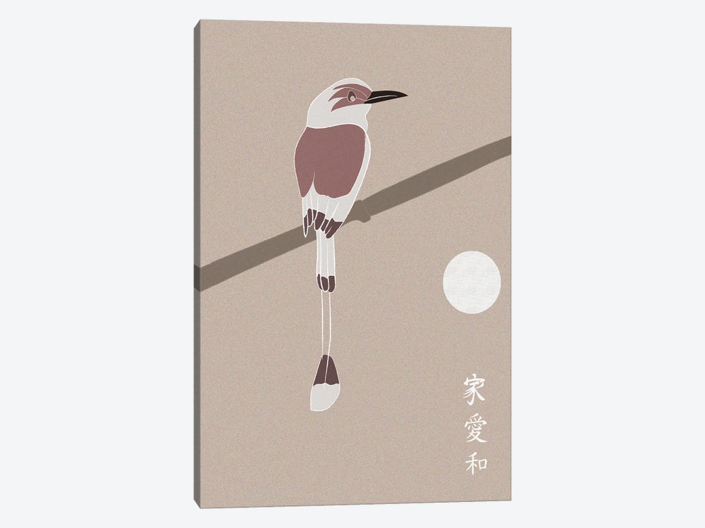 Japanese Art A Bird And The Moon by Sabrina Balbuena 1-piece Canvas Art Print
