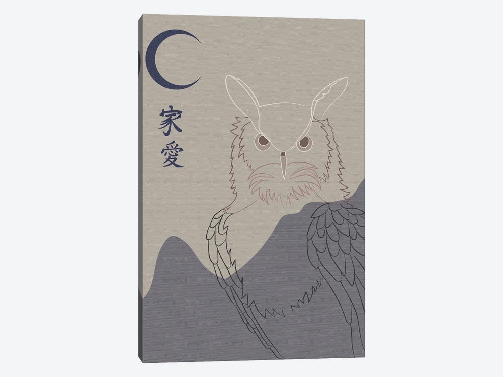 Japanese Art Owl In The Night by Sabrina Balbuena 1-piece Canvas Print