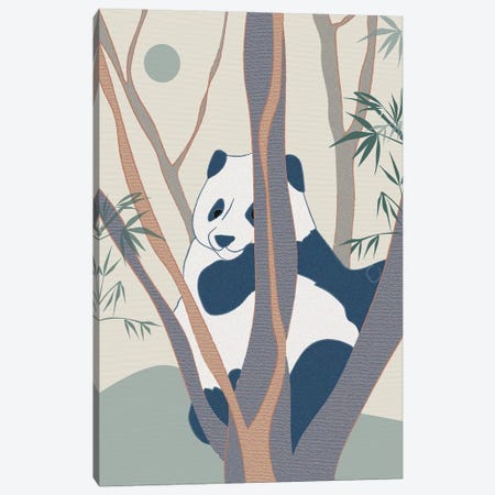 Japanese Art Panda On Top Of The Tree Canvas Print #SBU36} by Sabrina Balbuena Canvas Print
