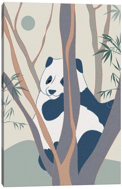 Japanese Art Panda On Top Of The Tree Canvas Art Print