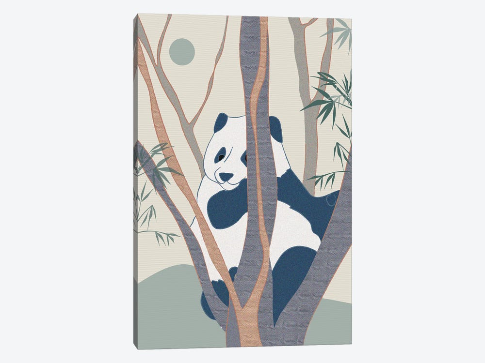Japanese Art Panda On Top Of The Tree by Sabrina Balbuena 1-piece Canvas Art