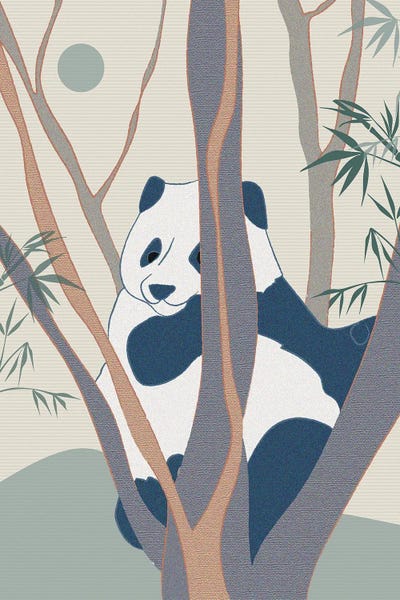 Sabrina Balbuena: Japanese Art Panda On Top Of The Tree by Sabrina Balbuena