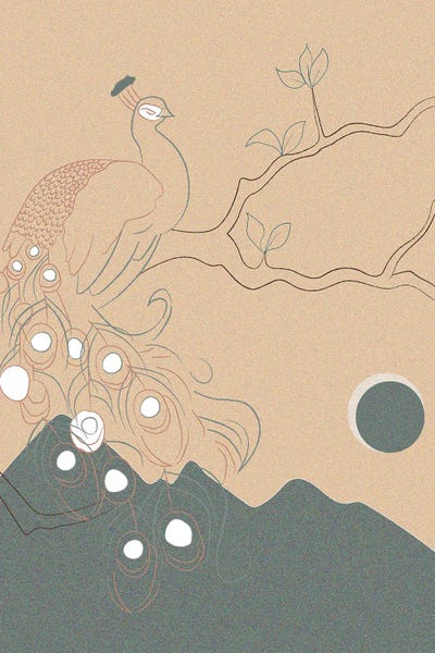 Japanese Art Peacock On The Tree by Sabrina Balbuena art print