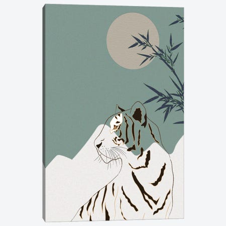 Japanese Art White Tiger Canvas Print #SBU40} by Sabrina Balbuena Canvas Print