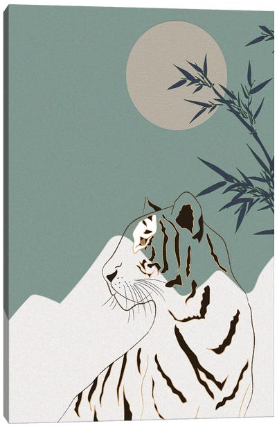 Japanese Art White Tiger Canvas Art Print