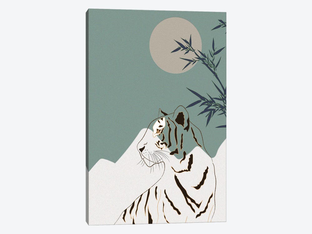 Japanese Art White Tiger by Sabrina Balbuena 1-piece Canvas Art Print
