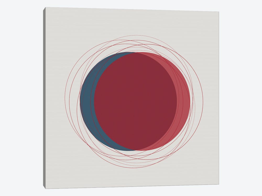 Red And Blue Circles Eclipse by Sabrina Balbuena 1-piece Canvas Art Print