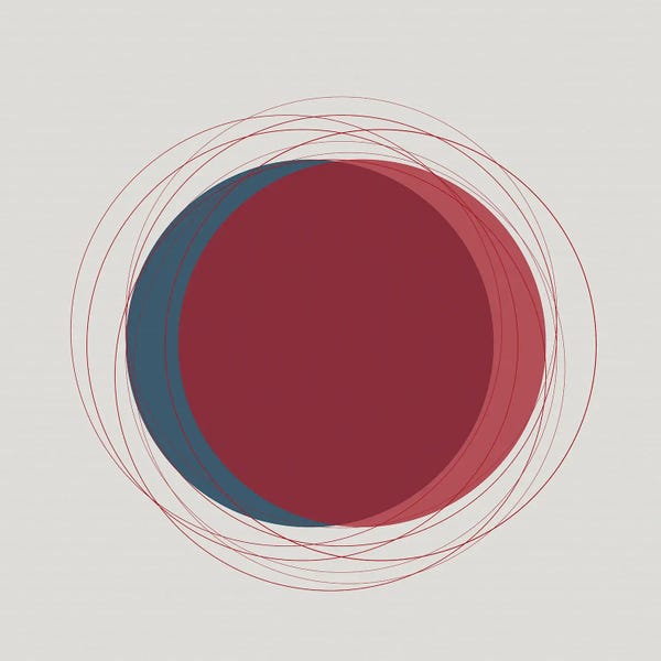 Sabrina Balbuena: Red And Blue Circles Eclipse by Sabrina Balbuena