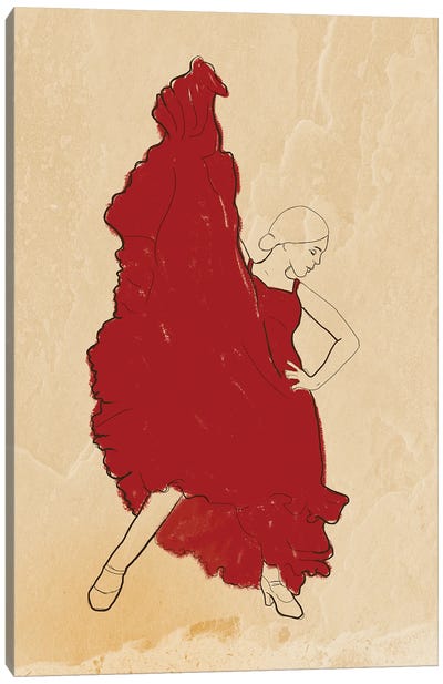 Spanish Flamenco Woman Dancer Canvas Art Print - Flamenco Art