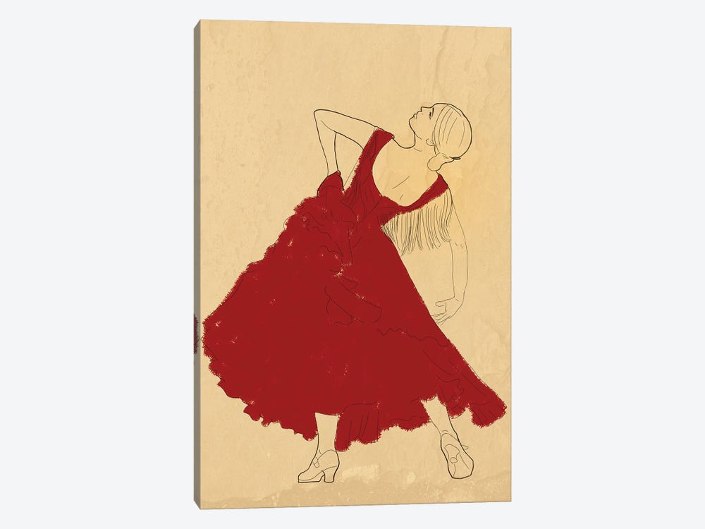 Spanish Flamenco Woman Dancer In A Red Dress by Sabrina Balbuena 1-piece Canvas Art Print