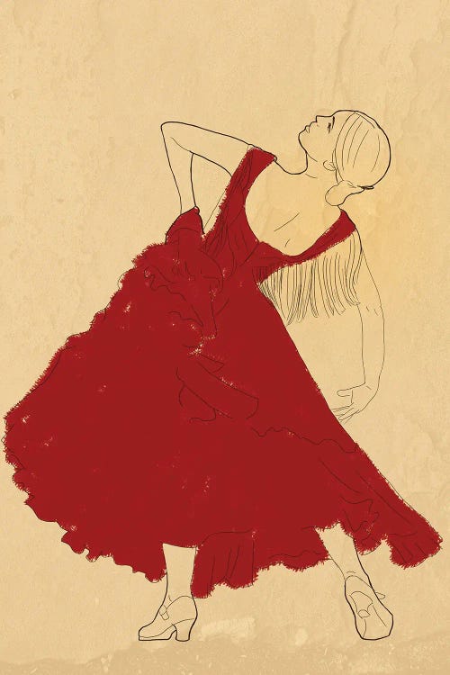 Spanish Flamenco Woman Dancer In A Red Dress