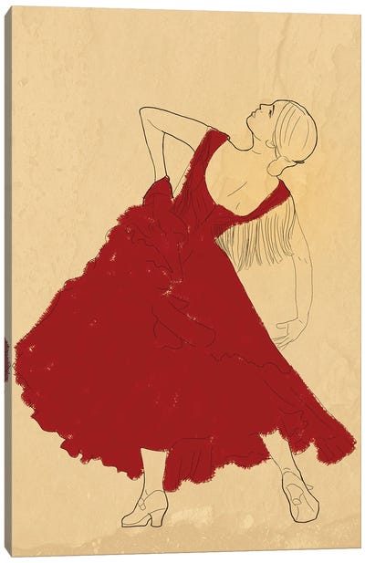 Spanish Flamenco Woman Dancer In A Red Dress Canvas Art Print - Flamenco