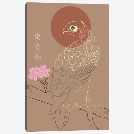 Japanese Art Style Drawing Real Eagle On The Tree Canvas Print #SBU54} by Sabrina Balbuena Art Print