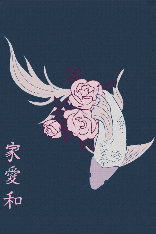 Japanese Art Style Drawing Koi Fish