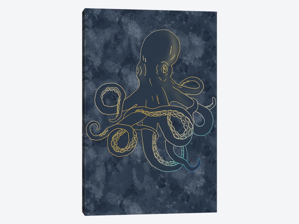 Sealife Blue And Gold Giant Octopus by Sabrina Balbuena 1-piece Canvas Print