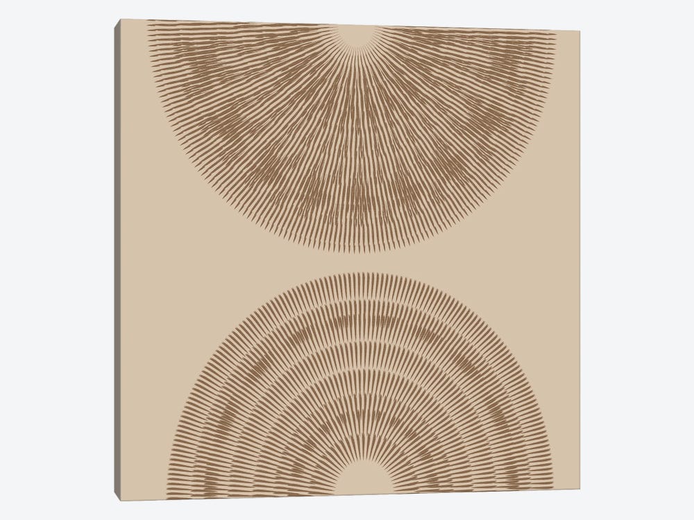Beige And Brown 2 Big Abstract Textured Woven Circles by Sabrina Balbuena 1-piece Canvas Print