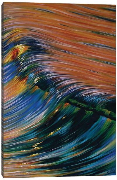 Waves At Sunset Canvas Art Print - Anna Shabalova