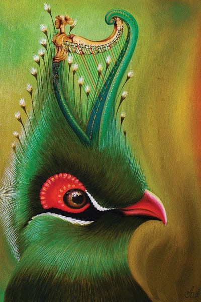 Funky Fine Art: A Bird With An Irish Harp by Anna Shabalova