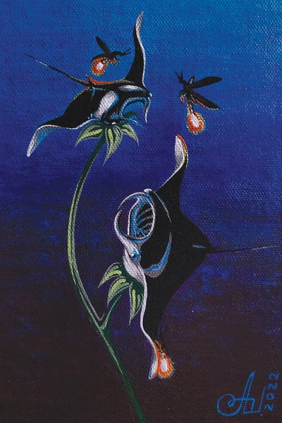 Funky Fine Art: Manta Ray Flowers by Anna Shabalova