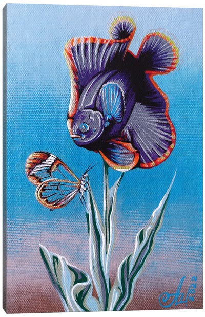 Fish Flower Canvas Art Print - Playful Surrealism