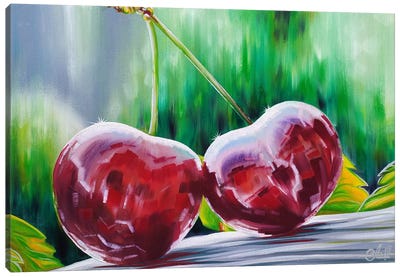Cherries Canvas Art Print - Self-Taught Women Artists