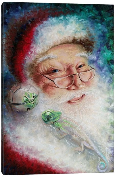 Santa's Little Helper Canvas Art Print - Lizard Art